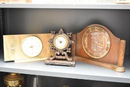 An early 20th century Brevete wooden mantel clock having enable dial and Roman numerals, h18cm, sold
