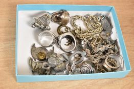 A small collection of white metal gothic jewellery, including statement pieces, rings and chains,