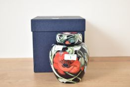 A Moorcroft pottery 'Wilverley' pattern ginger jar with cover and original box, signed 'Rachel