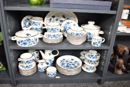 A Midwinter Stonehenge pattern dinner service decorated with blue floral patterns, to include soup