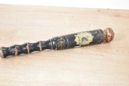 A late 19th century Mayor's truncheon, hand painted with Liverpool name N.Robinson esq (Mayor) dated