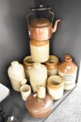 A Simpson's of Blackpool stoneware jug, h27cm, sold together with various other stoneware pots and a