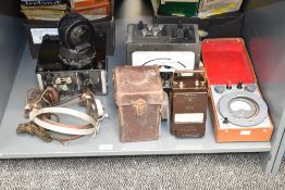 A bakelite 'Minor' insulation tester, h15cm, sold together with a thermocouple potentiometer and a