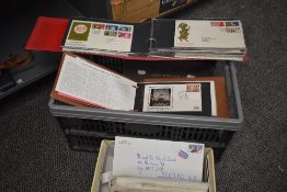GB + WORLDWIDE FIRST DAY COVER AND POSTAL HISTORY COLLECTION IN BOX Box with two shoe boxes of world