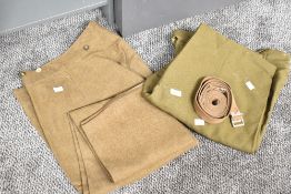 A pair of early 20th century army officer's drill trousers, sold together with belt, (3)