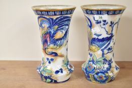 A pair of T.F. & Sons, Ltd Korea pattern ceramic vases, decorated with gilt rim, foliage and