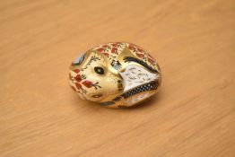 A Royal Crown Derby bone china Country Mouse paperweight, having Imari style decoration and gold