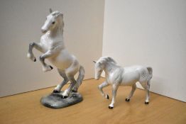 Two Beswick Pottery horse studies comprising Welsh Cob (Rearing) model number 1014 (First Version)