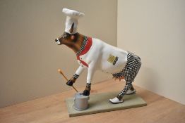 Art in the City Schwabenitzky 'The Cow Chef' complete with display stand and box, measures 30cm