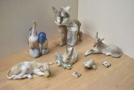 A group of eight Lladro porcelain and similar studies including 'Platero and Marcelino' model number