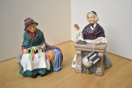 Two Royal Doulton bone china figurines comprising 'Schoolmarm' HN 2223 and 'Silk and Ribbons' HN