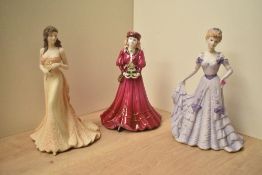 A group of three Coalport bone china figurines comprising Ladies of Fashion series 'Holly' limited