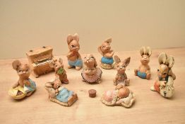 A group of ten Stonecraft 'Pendelfin' rabbits including 'Pieface', 'The Thumper' and 'Robert' etc.