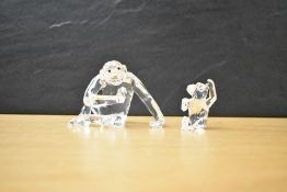 A Swarovski Crystal Chimpanzee Mother and Child complete with box.