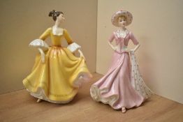A Royal Doulton bone china figurine 'Stephanie' HN 2807 sold together with a Coalport bone china