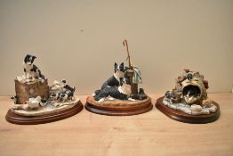 Three Border Fine Arts figure groups comprising 'A Long Day Ahead' model number BOO37 by Ray