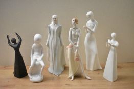 Four Royal Doulton bone china figurines comprising Reflections series 'Sophistication' HN 3059, '