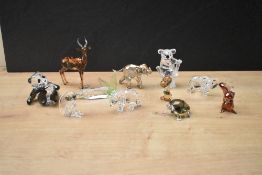 A selection of Swarovski Crystal animal studies including squirrel, elephant, tortoise and panda