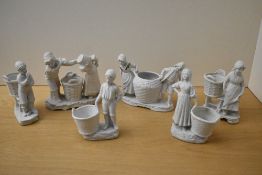 A selection of German white porcelain figures/figurines in the style of Kaiser, comprising boys