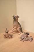 A selection of Border Fine Arts figure groups comprising Border Terriers, all boxed.