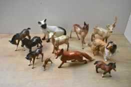 A large selection of Beswick Pottery and similar animal studies including 'Fox (Standing)' model