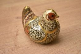 A Royal Crown Derby limited edition bone china Farmyard Hen paperweight, having Imari style