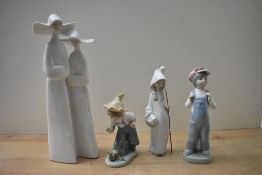 Four Lladro and Nao by Lladro porcelain figures/figurines comprising 'Two Nuns' model number