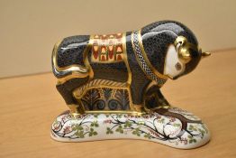 A Royal Crown Derby exclusive limited edition bone china Grecian Bull paperweight, number 664/750,
