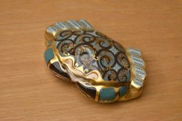 A Royal Crown Derby bone china exclusive Cromer Crab paperweight, having Imari style decoration