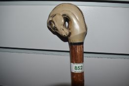 A walking stick with a cast resin head of a horse 144cm long