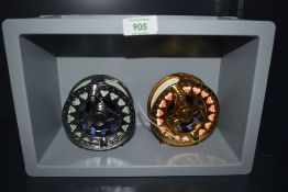 Two unbranded alloy fly reels both measuring three and three quarter inches in great condition