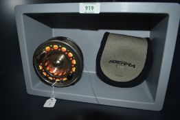 A Sciera XDA91 Salmon fly reel with line and in original soft pouch