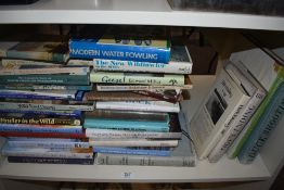 A shelf of duck shooting and wildfowling books approx 38