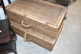 Two vintage hampers, width approx. 77cm