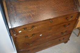 A 19th Century oak bureau , width approx. 102cm