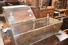 A Victorian pine crib, length approx. 100cm