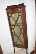 An Edwardian mahogany corner display having astral glazed door, height approx. 166cm