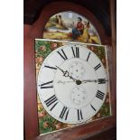 A 19th Century mahogany and oak long cased clock having 30hr movement and painted arched dial, named
