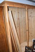 A modern natural pine four drawer wardrobe, split for convenience of transport, dimensions approx.