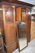 A Victorian mahogany mirror door wardrobe, width approx. 170cm