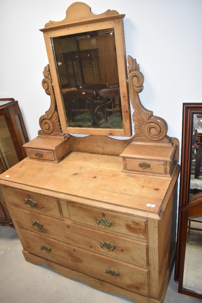 A Victorian pine dressing table, width approx. 105cm