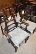 A set of four Arts & Crafts style ladderback chairs , labelled for Webber furniture