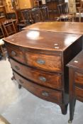 A 19th Century mahogany bow fronted chest of two over two drawers, having line inlay decoration,