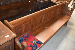 A pitch pine pew, approx. 210cm