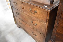 A 19th Century oak chest of two over two drawers, of nice proportions , having brass drop handles