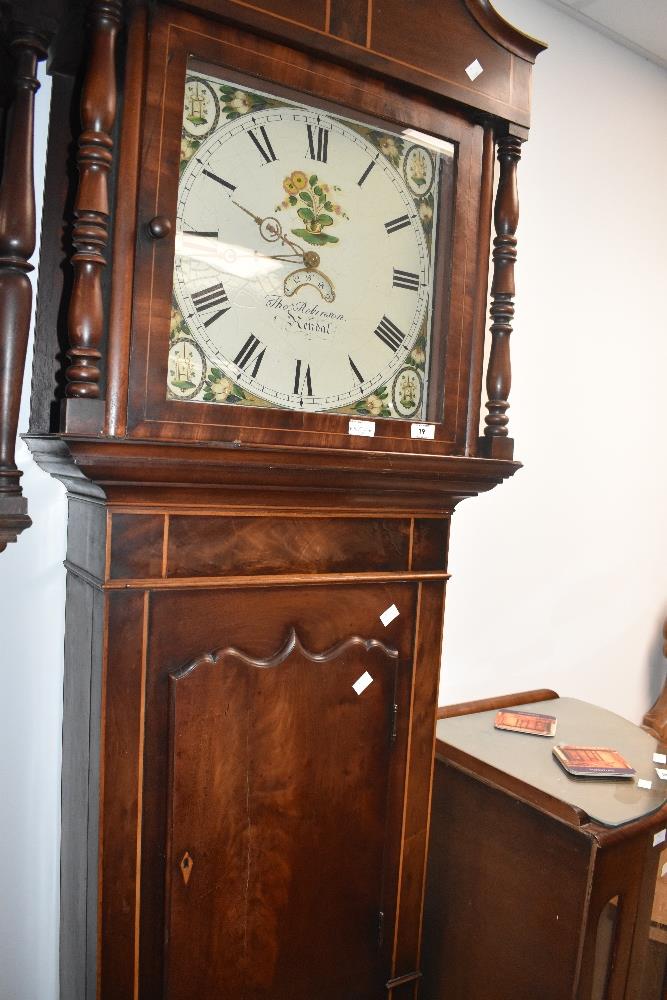 A 19th Century mahogany long cased clock having 30hr movement and painted dial, named for Tho. - Image 3 of 4