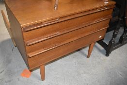 A vintage teak G plan bedroom chest of three drawers, on legs, width approx. 82cm