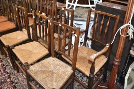 A nice quality set of six (four plus two) period style rush seated country chairs