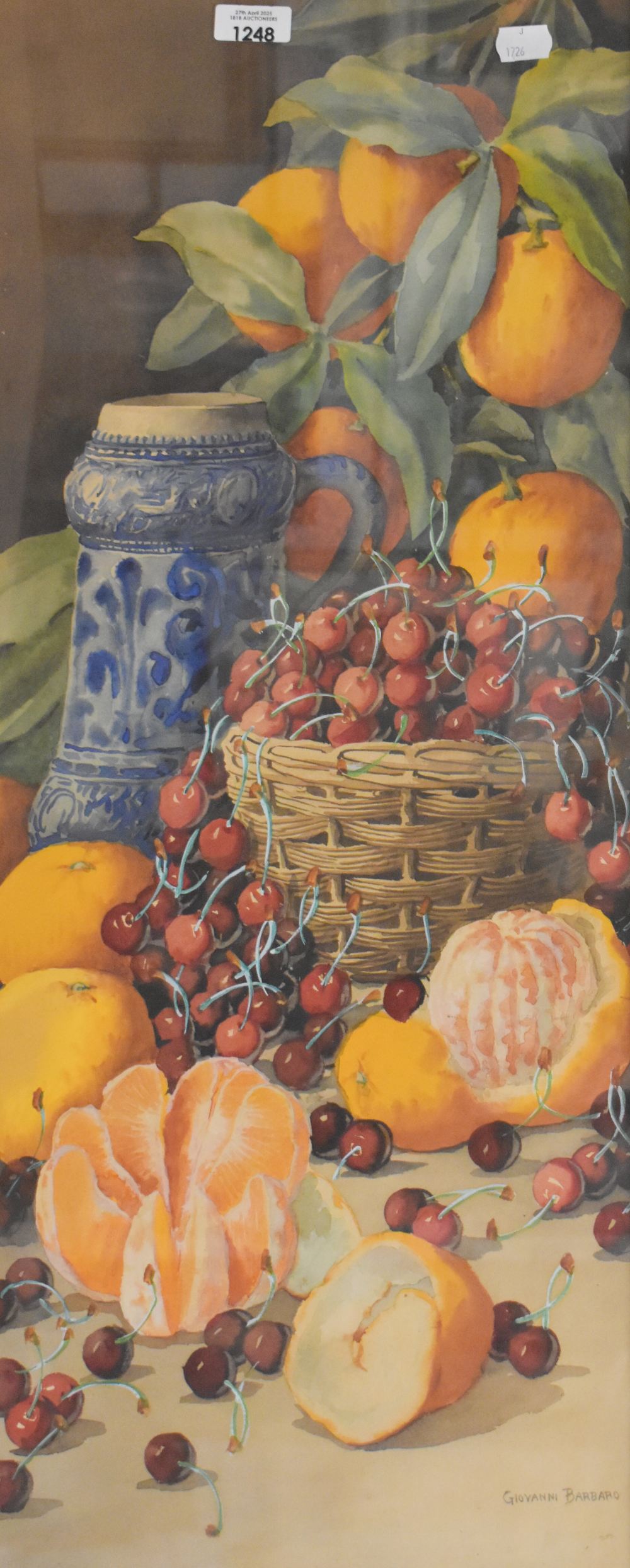 Giovanni Barbaro (Italian 1864-1915) watercolour, a pair of eye-catching still life studies of
