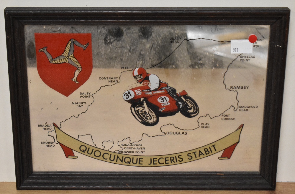 Isle of Man TT mirror picture, within dark wood frame, 19.5cm x 29.5cm, 23.5cm x 33.5cm overall. - Image 8 of 12